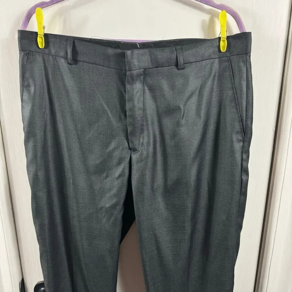 Alberto Danelli Dark Gray Flat Front Dress Pants Career Office 36x30